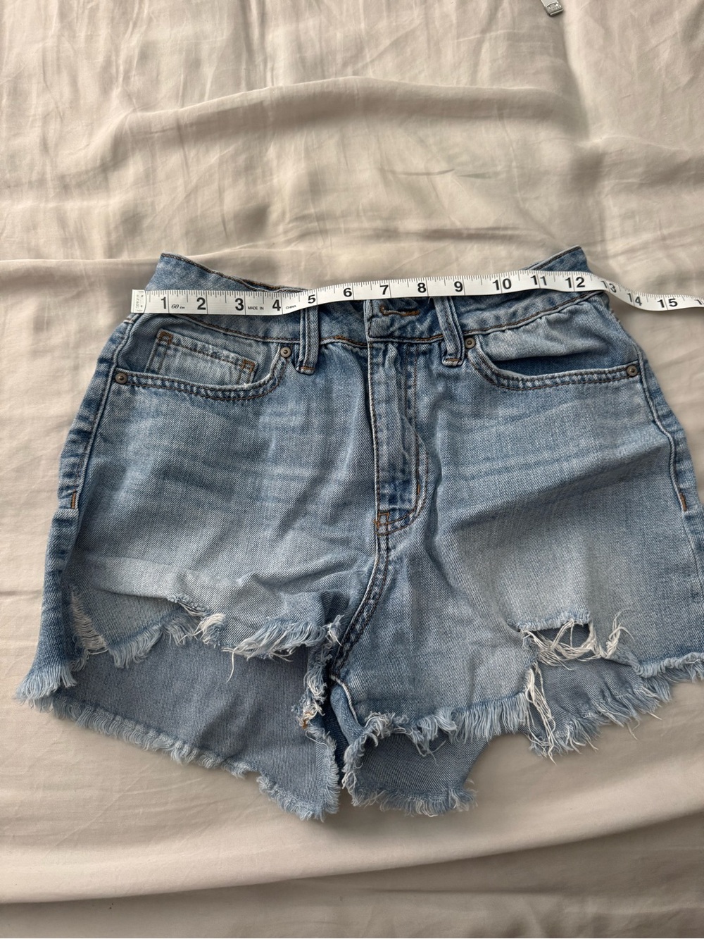 Light Blue Distressed Denim Shorts - Women's Casual Summer Cutoffs